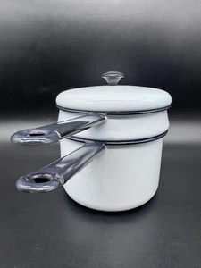 Vintage Vollrath Emaille Geschirr 3-teiliges Doppelkessel Set - sehr geringe Abplatzer - Bild 1 von 15