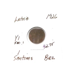 1926 Latvia 1 Santim KM-1 - Picture 1 of 4