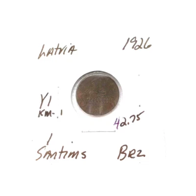 1926 Latvia 1 Santim KM-1 - Image 1 of 4