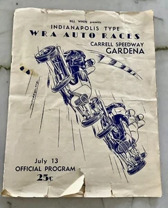 Carrell Speedway Hot Rod Race Gardena 1940’s Roadster W.R.A. Official Program - Picture 1 of 5
