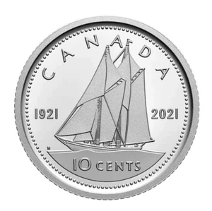2021 Canada 10 cent Bluenose double dated KGV obv~99.99% silver from proof set - Picture 1 of 3