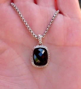 Retired David Yurman Noblesse Black Onyx & Diamond Pendant w/Chain - 925 - Picture 1 of 11