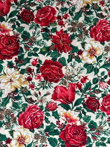 Cranston Print Works Multicolor English Garden Country Rose Print Fabric Remnant - Picture 1 of 10