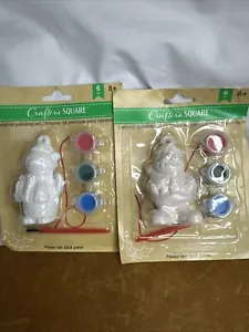 Keramik Weihnachtsmann und Pinguin mit je 3 Farben Set - Bild 1 von 6