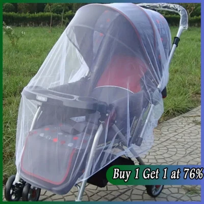 White Elastic Mosquito Net Baby Infant Strollers Insect Shield Travel Cot Mesh - Image 1 of 4