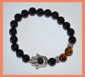 Pulsera de piedras preciosas espirituales protección curativa para ojos de tigre de obsidiana - Imagen 1 de 3