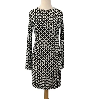 MICHAEL Michael Kors Long Sleeve Black/White Geometric Shift Dress Size S - Image 1 of 4