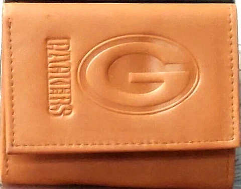 Green Bay Packers Genuine Leather Embossed Tri-Fold Wallet New Rico Industries Cover