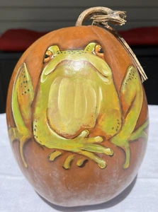 Handbemalter Kürbis Kim Kohlfrosch signiert 8 Zoll - Bild 1 von 7