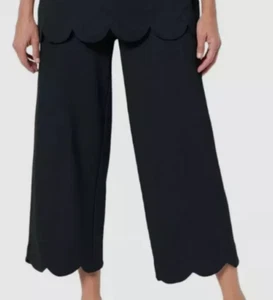Isaac Mizrahi Live! Pantalone regular in maglia di ciottoli gamba larga con orlo smerlato piccolo QVC. - Foto 1 di 1