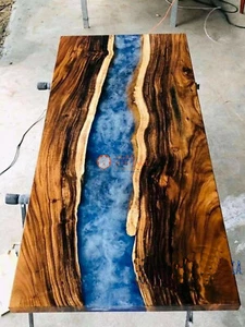 Custom Made Epoxy Resin Dining table Handmade Kitchen Slab Furniture Room Decors - Picture 1 of 8