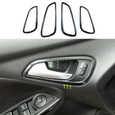 4X Cubierta de tazón de manija de puerta de color fibra de carbono apta para Ford Focus 2015-2018 ST RS Foto 1 de 4