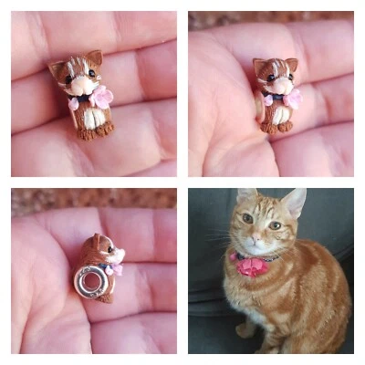 PERSONALIZED Custom pet MINI CAT PARROT BUNNY jewelry gift charm bracelet bead  - Image 1 of 4