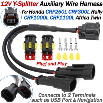 Y-Splitter 12V Outlet Side Connector For Honda CRF1000 L CRF1100L Africa Twin BJ - Image 1 of 4