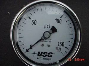 USG Ametek 160 PSI  4"  PRESSURE GAUGE STAINLESS STEEL 1/4" Stem 5" increments - Bild 1 von 4