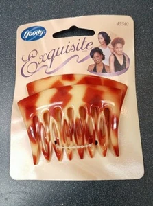 Set Of 2 Comb Hair Slides Red/Tan Tortoise Shell Faux Accessories Goody VTG NOS - Picture 1 of 3