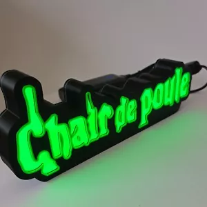 Chair de poule - Luci LED Lightbox stampate in 3D film pelle d'oca francese. - Foto 1 di 5