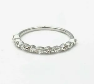 18Carat White Gold Marquise and Round Diamond Half Eternity Band 0.40ct - Picture 1 of 7