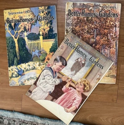 Винтажный лот товаров 3 Better Homes & Gardens 1924 сентябрь ноябрь октябрь 1920-е 20-е - Изображение 1 из 4