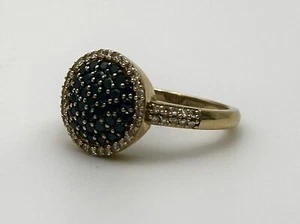 Effy 14k Gelbgold Schwarz-Weiß Diamant Scheibenring. Größe 7 - Bild 1 von 8