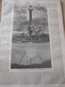 Gravure 1869 - Angleterre Phare flottant à l'entrée du port de Liverpool - Foto 1 di 1
