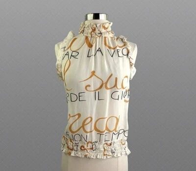 DOLCE GABBANA - ELEGANTE SEDA TRANSPARENTE - BLUSA MANGA VOLANTES - Talla 40/4 Foto 1 de 4