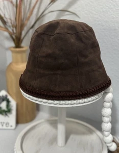 ORONSAY Brown Suede Bucket Hat Unisex Size M Medium (57.5 cm) - Foto 1 di 6