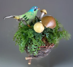 "De colección MCM Azul/Verde/Amarillo Algodón Hilado AVE y Plástico Champiñón Decoración Floral 5""" - Imagen 1 de 12