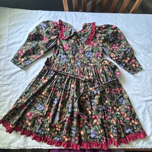 Vintage WEE CLANCY Partykleid 100 % BAUMWOLLE Maya festlich Früchte zum Binden USA Mädchen 6 - Bild 1 von 12