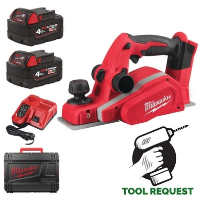 Milwaukee M18BP-402C 18V 82mm Planer 2x 4.0Ah Batteries, Charger and Case - Image 1 of 4