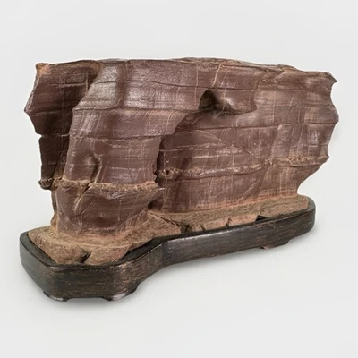 Eruditos de la dinastía Qing china piedra Suiseki rojo Matcha erosión meseta Foto 1 de 4