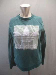 Adidas Größe M Damen grün Print Logo 100 % Baumwolle Activewear weiches Sweatshirt 989 - Bild 1 von 9