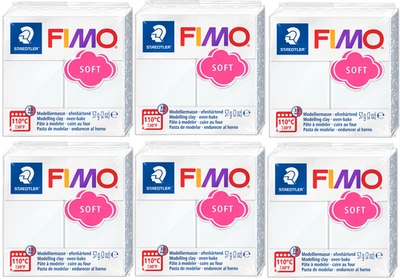 FIMO Soft Polymer Oven Bake Modelling Clay - 57g Blocks - Set of 6 - White - Image 1 of 3