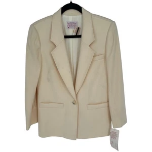 Pendleton VTG New! Cream Blazer 100% Wool Notched Lapels Tailored Workwear 4P - Picture 1 of 9