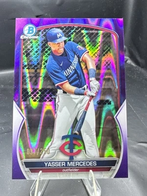 2023 Bowman Chrome Purple RayWave Refractor Yasser Mercedes /250 BCP-99 - Image 1 of 3