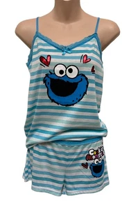 Sesame Street Cookie Monster Pajama Short Set LACE size M (7/9) Junior's - Picture 1 of 5
