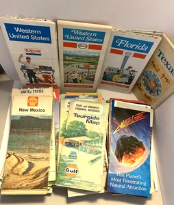 Lotto Vintage 70 Brochure Viaggio Mappe US Route 66 Gas Parchi Nazionali Texas Cali - Foto 1 di 5