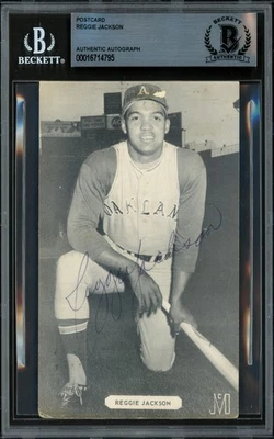 Reggie Jackson Signed 1969 Postcard Oakland A's Vintage Rookie Era Sig Beckett - Image 1 of 2