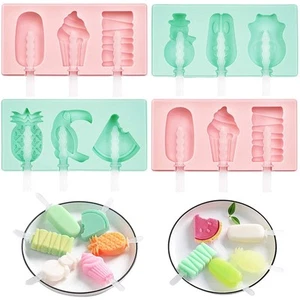 Popsicle Molds Set of 4, Ice Pop Molds Silicone 12 Cavities Ice Cream Mold... - Picture 1 of 8