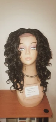 Nova peruca feita à mão onda solta mistura de cabelo humano fechamento de renda cor #1B - Imagem 1 de 4