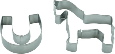 Pferd und Hufeisen Ausstecher Edelstahl 2er Set Plätzchen Backformen - Bild 1 von 4