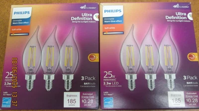 2 Philips Ultra Definition Dimmable LED Bulbs 3 Pack CRI95 EyeComfort Soft White - Image 1 of 3