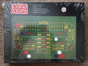 Casino Craps 24” x 30” Stoff Layout mit 2 Regulierungswürfeln NEU/VERSIEGELT - Bild 1 von 8