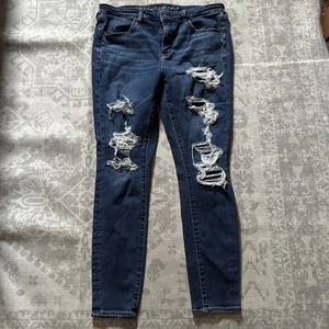 American Eagle Next Level Jeggings zerrissen/distressed Jeans Damengröße 14 Reg - Bild 1 von 11