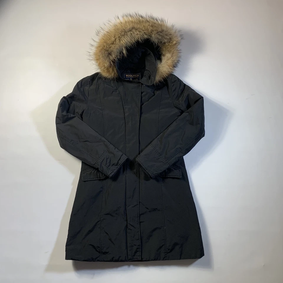 Chaqueta negra Woolrich John Rich & Bros Arctic Parka 60/40 Ramar tela piel capucha Foto 1 de 4