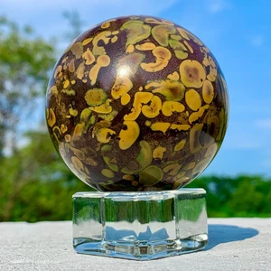 376G Natural Azo stone Sphere Crystal Healing Decor Quartz Reiki Ball - Picture 1 of 24