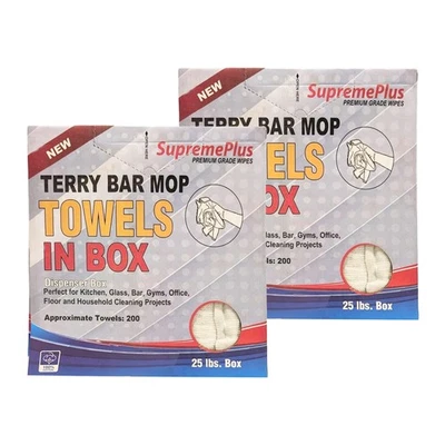 Nuevas toallas de fregona de barra de rizo - trapos blancos a granel para bares y hogar - cajas comprimidas Foto 1 de 4