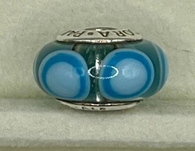 RETIRED Pandora Sterling Silver Blue Stepping Stones Murano Glass Charm 790914 - Image 1 of 4