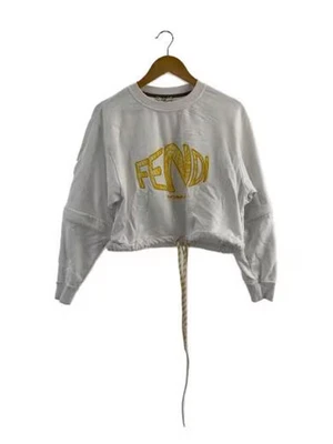 FENDI Fisheye Crop Jersey Sweatshirt/ Size Small/ Cotton/ White/ FS7461 AG7C - Image 1 of 4