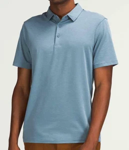 LULULEMON Short Sleeve Polo Shirt RIVER BLUE Anti-Stink X-Static SLIM FIT sz XL - Picture 1 of 8